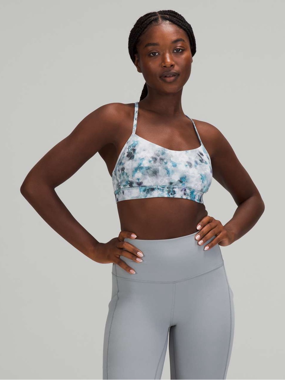 lululemon athletica Teal, Light Blue & Gray Tie-Dye Sports Bralette